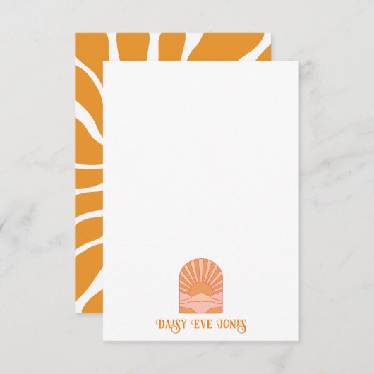 Carte Boho Retro Sunrise Flat Note (Devant / Derrière)