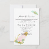 Carte Boho Rose et Or Plumes Juste Mariés (Dos)