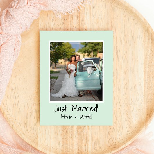 Carte Boho Rose et Or Plumes Juste Mariés