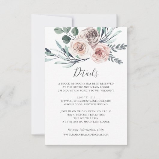 Carte Boho Rose Mariage Détails (Devant)