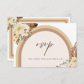 Carte Boho RSVP couleur neutre florale (Devant / Derrière)
