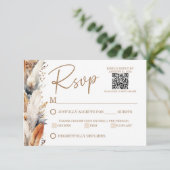 Carte Boho RSVP moderne avec code QR (Debout devant)