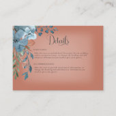 Carte Boho Rust & Blue Floral Mariage Détails (Devant)