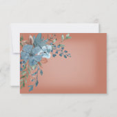 Carte Boho Rust & Blue Floral Mariage Response Car (Dos)