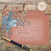 Carte Boho Rust & Blue Floral Mariage Response Car