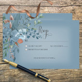 Carte Boho Rust & Blue Floral Mariage Response Car