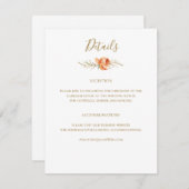 Carte Boho Rust Orange Floral Mariage Détails (Devant / Derrière)