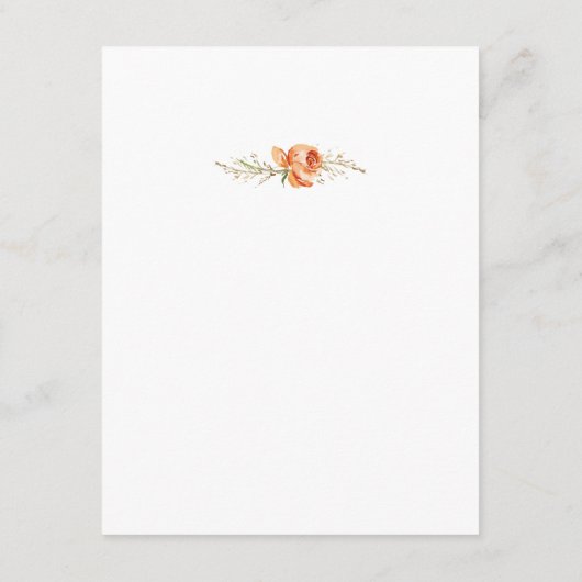 Carte Boho Rust Orange Floral Mariage Détails (Dos)