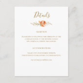 Carte Boho Rust Orange Floral Mariage Détails (Devant)