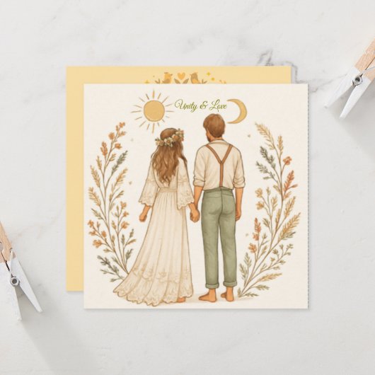 Carte Boho Rustic Cowboy Mariage Sauvez la date (Devant/Arrière en situation)