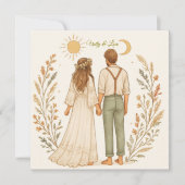 Carte Boho Rustic Cowboy Mariage Sauvez la date (Devant)