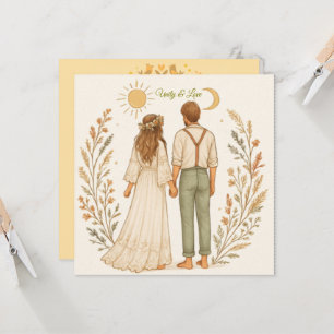 Carte Boho Rustic Cowboy Mariage Sauvez la date