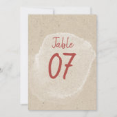 Carte Boho Rustique Floral Kraft Mariage Numéros de tabl (Devant)