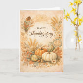 Carte Boho Rustique Thanksgiving Récolte de citrouilles (Fleur jaune)