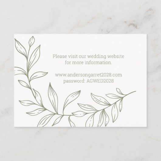 Carte Boho Sage Flowers Mariage (Dos)