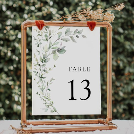 Carte Boho Sage Greenery Botanical Mariage Numéro de tab