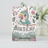Carte Boho Simple Parrot Digital Anniversaire (Debout devant)