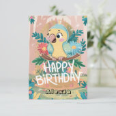Carte Boho souhaite l'anniversaire numérique du perroque (Debout devant)