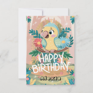Carte Boho souhaite l'anniversaire numérique du perroque