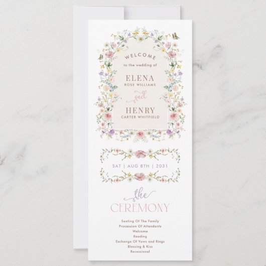 Carte Boho Spring Fleur sauvage Fairytale Wedding Progra (Devant)
