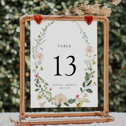 Carte Boho Spring Fleur sauvage Garden Wedding Numéro de