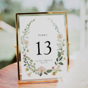Carte Boho Spring Fleur sauvage Garden Wedding Numéro de