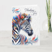 Carte Boho Style Zebra Feathers Thinking of You Blank (Devant)