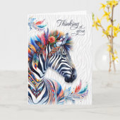 Carte Boho Style Zebra Feathers Thinking of You Blank (Fleur jaune)