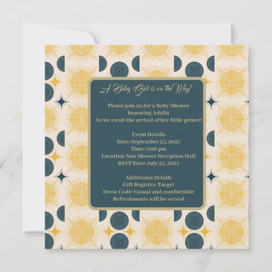 Carte Boho Sun Moon Stars bleu jaune (Devant)