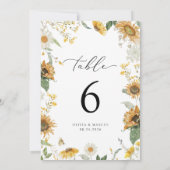 Carte Boho Sunflower Floral Élégant mariage Numéro de ta (Dos)