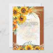 Carte BOHO Sunflowers Pampas Grass Mariage Terracotta (Dos)