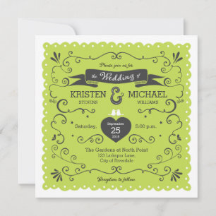 Carte Boho Swirls, Curls, une bannière & Lovebirds Maria