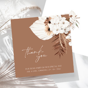 Carte Boho Terracotta Brown Floral Mariage Merci