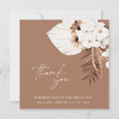 Carte Boho Terracotta Brown Floral Mariage Merci (Devant)