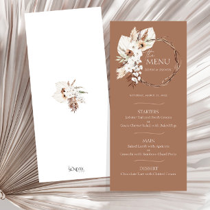 Carte Boho Terracotta Brown séché fleuri Mariage