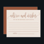 Carte Boho Terracotta Calligraphie Conseils et sou<br><div class="desc">Demandez aux clients de donner leurs conseils et leurs souhaits avec cette carte de conseil personnalisable. Il dispose d'une calligraphie moderne en terre cuite et d'un motif confetti fantaisiste. Personnalisez en ajoutant vos propres détails. Vous pouvez également modifier l'image arrière en une photo ou toute autre image. Cette carte de...</div>