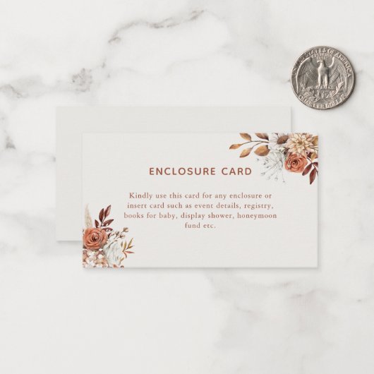 Carte Boho Terracotta Floral Enclôture (Devant/Arrière en situation)