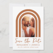 Carte Boho Terracotta Photo Arch Wedding Enregistrer la  (Devant)