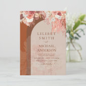 Carte Boho Terracotta Rose Pampas Grass Mariage Floral (Debout devant)