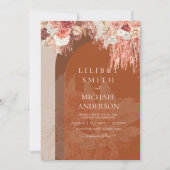 Carte Boho Terracotta Rose Pampas Grass Mariage Floral (Devant)