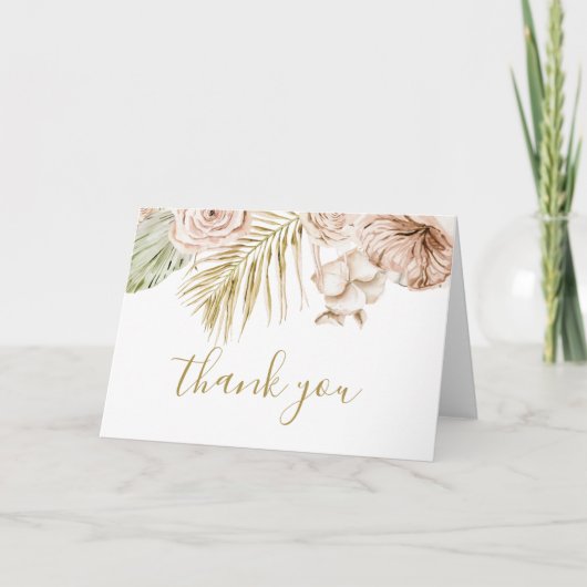 Carte Boho Tropical Floral et Palm mariage en terre cuit (Devant)