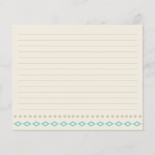 Carte Boho Turquoise Diamonds Motif simple Recette (Dos)