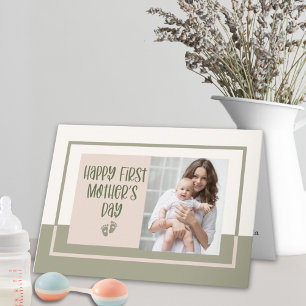 Carte Boho vert clair rose première fête des mères photo