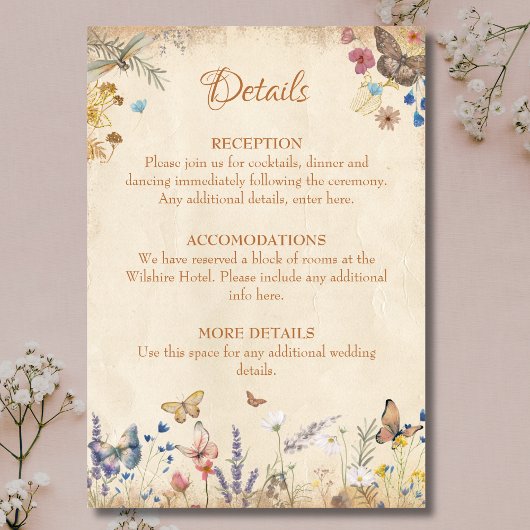 Carte Boho vintage Butterfly Garden