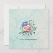 Carte Boho Vintage Faded Green Roses, Hydrangea Mariage (Dos)