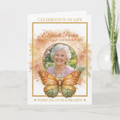 Carte Boho Watercolor Butterfly Funeral Program Template (Devant)