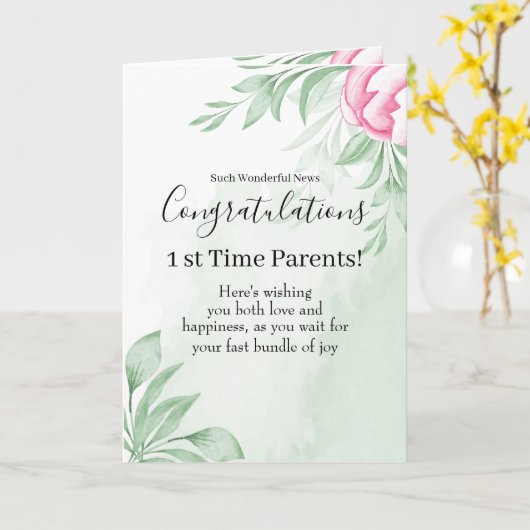 Carte Boho Watercolor Grossesse Félicitations (Fleur jaune)