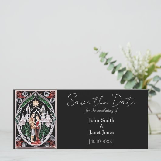 Carte Boho Wedding Enregistrer la date (Debout devant)