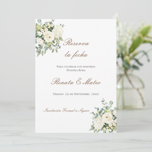 Carte Boho Wedding Enregistrer la date (Debout devant)