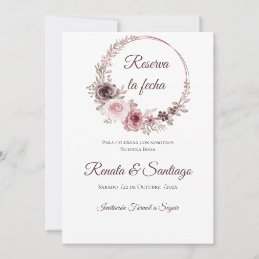 Carte Boho Wedding Enregistrer la date (Devant)